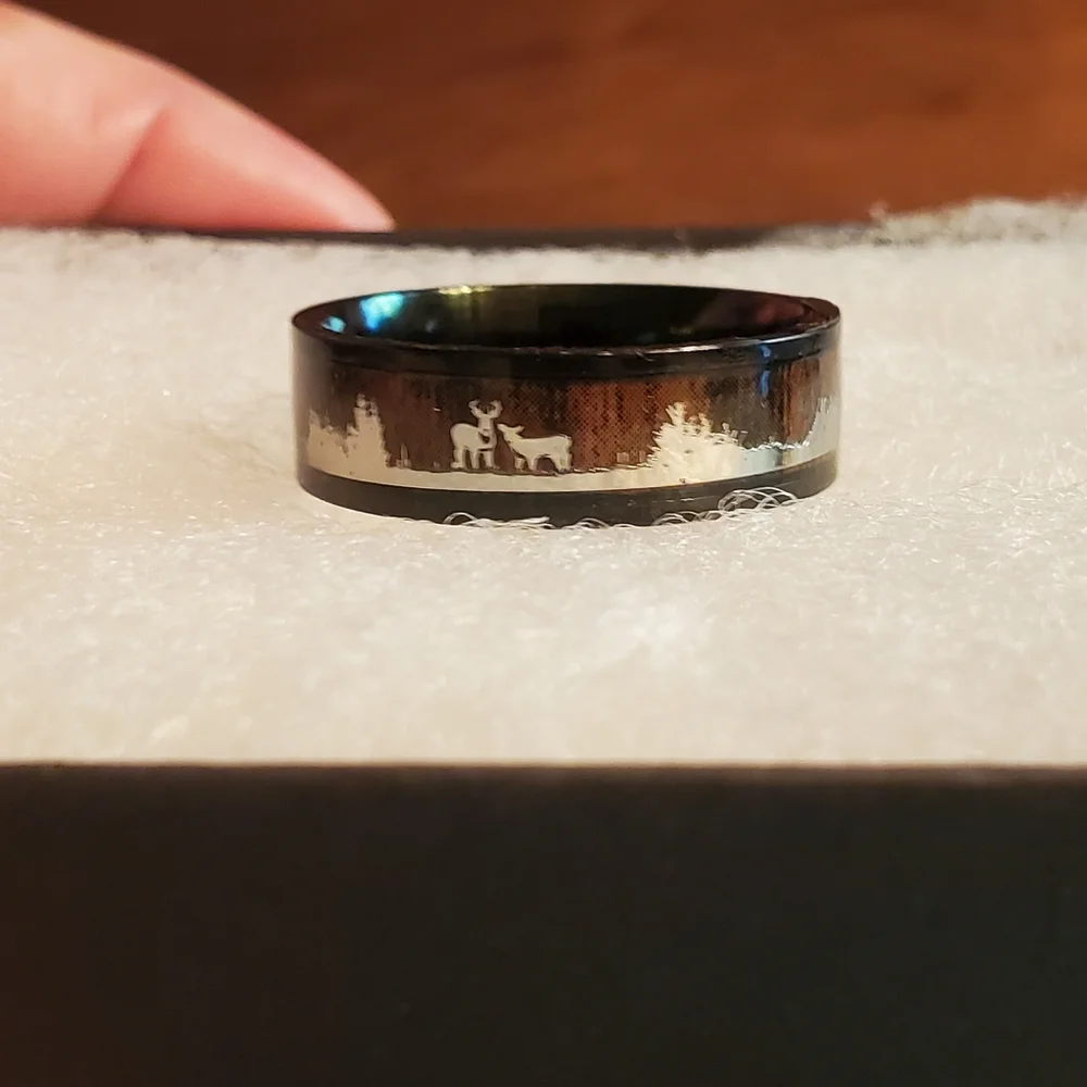 Rustic Acrylic Brown w/ Silver Deer Ring